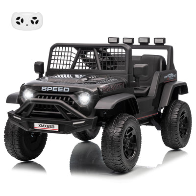 Garvee 12V Kids Ride On Truck Car with Parent Remote Control, 3 Speeds, Emergency Braking, LED Lights, Music & Horn, Black
