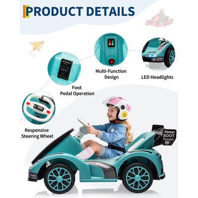 Garvee Kids Go Kart Ride On Drift Kart Dual Motors Battery Powered Outdoor Racing Toy Boys Girls 2 Mph LED Lights