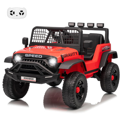 Garvee 12V Kids Ride On Truck Car with Parent Remote Control, 3 Speeds, Emergency Braking, LED Lights, Music & Horn, Red for Outdoor Adventures