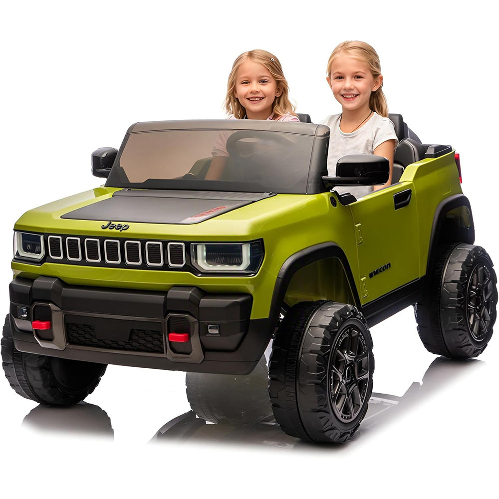Garvee 24V 2-Seater Electric Ride-On Truck for Kids Ages 3-8 – Licensed 4WD Battery Car with Parental Remote, 3 Speeds, Wireless Connection Music, LED Lights, Gradual Start – Ideal Gift Vehicle for Boys & Girls – Army Green