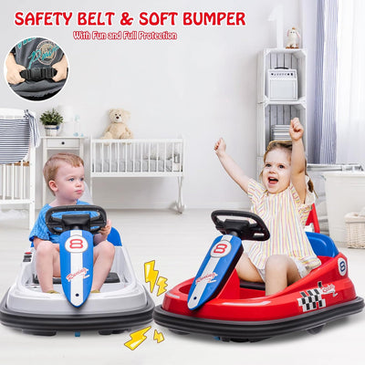 Garvee Ride - B Series: 6V Electric Ride On Toys for Kids 1.5-6 Years Old, Steering Wheel, 360 Degree Spin, 2-Speeds, Lights, Music & Horn, Safety Belts, Best for Birthday - Red