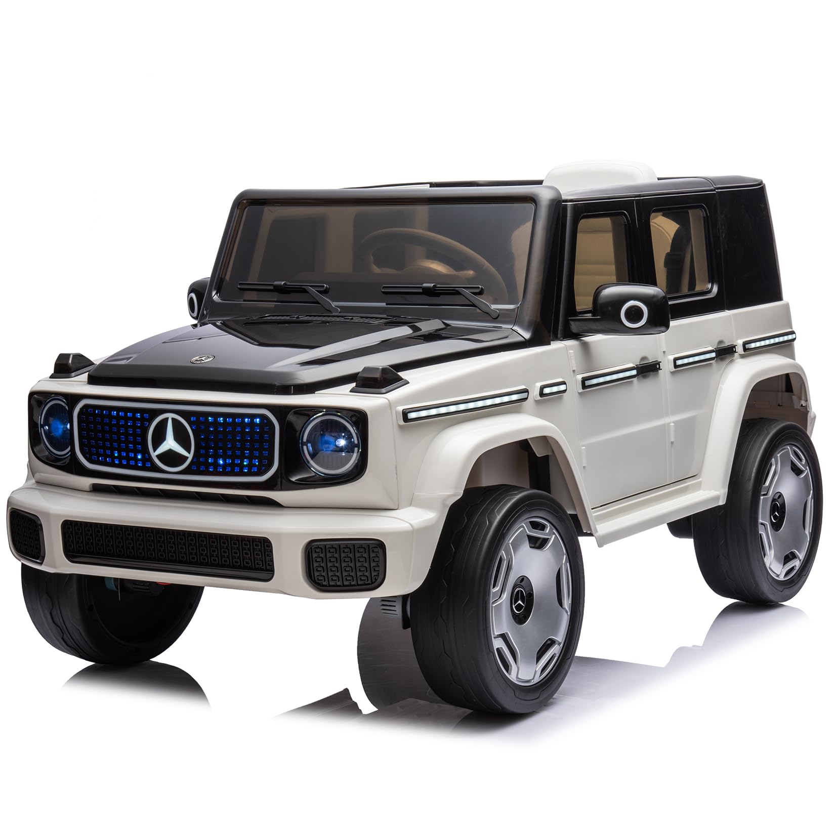Garvee 12V Licensed Mercedes-Benz EQG Kids Ride On, LED, Music - White
