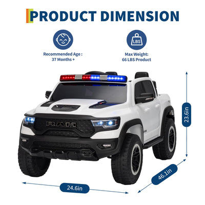 Garvee 12V Ride On Car for Kids Licensed RAM Remote Control Toddler Truck Electric Pickup Truck with Parental Control Truck Bed Storage LED Lights Music