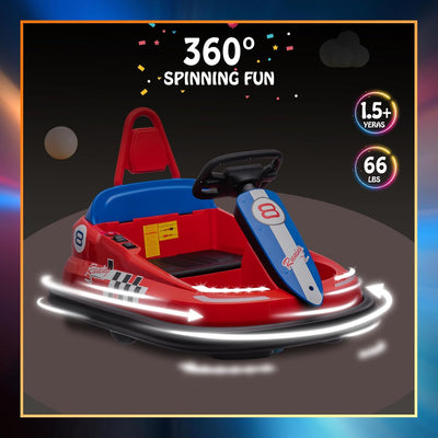 Garvee Ride - B Series: 6V Electric Ride On Toys for Kids 1.5-6 Years Old, Steering Wheel, 360 Degree Spin, 2-Speeds, Lights, Music & Horn, Safety Belts, Best for Birthday - Red