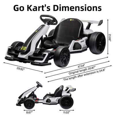 Garvee Ride - G Series: 24V Electric Go Kart, with 300W Strong Motor, Drift/Sport Mode, Big Battery, Eva Tire,Length Adjustment for Outdoor Racing Toy-White