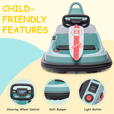 Garvee Ride - B Series: 6V Electric Ride On Toys for Kids 1.5-6 Years Old, Steering Wheel, 360 Degree Spin, 2-Speeds, Lights, Music & Horn, Safety Belts, Best for Birthday - Green