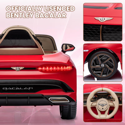 Garvee Kids Ride On Car, Licensed Bentley Bacalar 12V Electric Vehicles w/Parent Remote Control, Scissor Door, Suspension, 3 Speeds, LED Lights, Horn, Battery Powered Ride on Toy for Boys Girls - Red