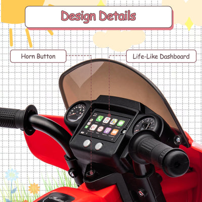 Garvee Ride - B Series: 6V Ride-On Motorcycle for Kids, Electric Dirt Bike with USB, Music, Headlight - Red