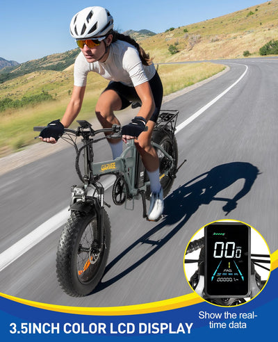 Garvee 20" Foldable Ebike 500W, 55 Miles Range, 20Mph, Shimano 7-Speed