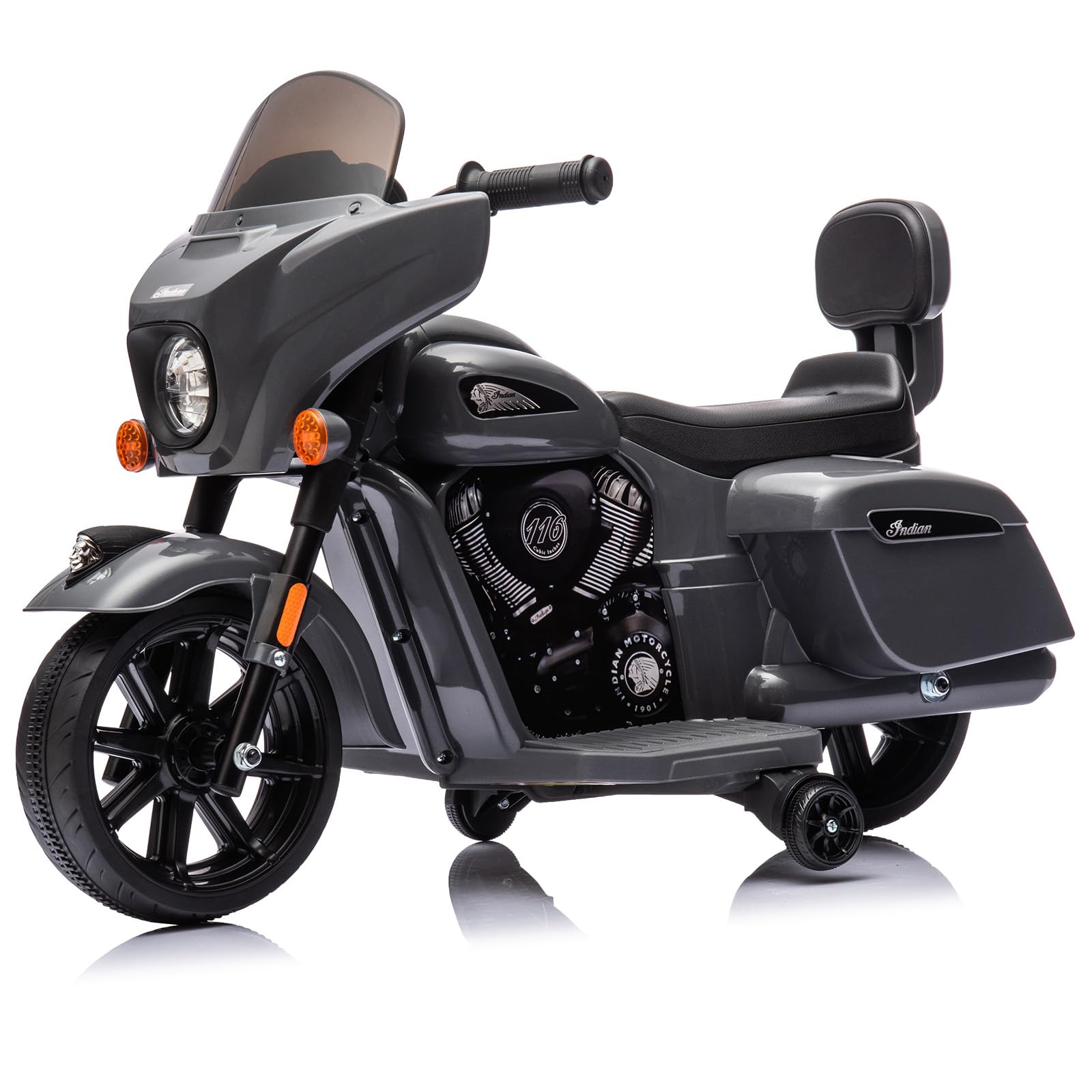 Garvee Ride - B Series: 6V Ride-On Motorcycle for Kids, Electric Dirt Bike with USB, Music, Headlight - Grey