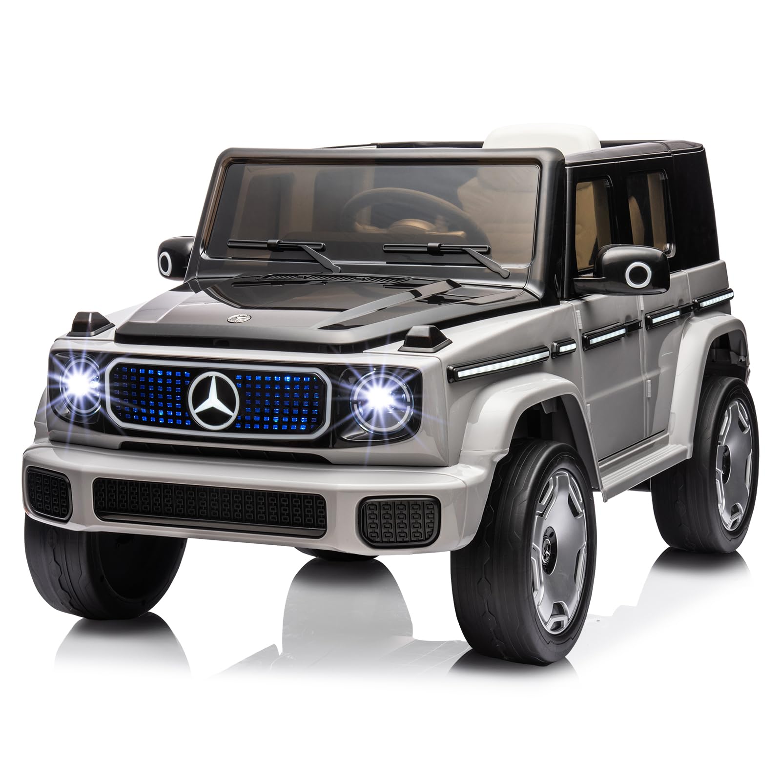 Garvee 12V Licensed Mercedes-Benz EQG Kids Ride On, LED, Music - Grey