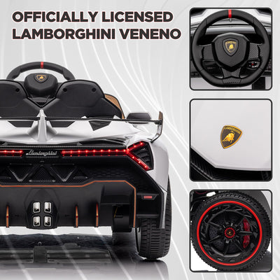 Garvee 12V Kids Ride On Car, Licensed Lamborghini Venono Electric Car w/Parent Remote Control, Scissor Door, 3 Speeds, LED Headlights, Rocking & Music, Battery Powered Ride on Toy for Boys Girls- White
