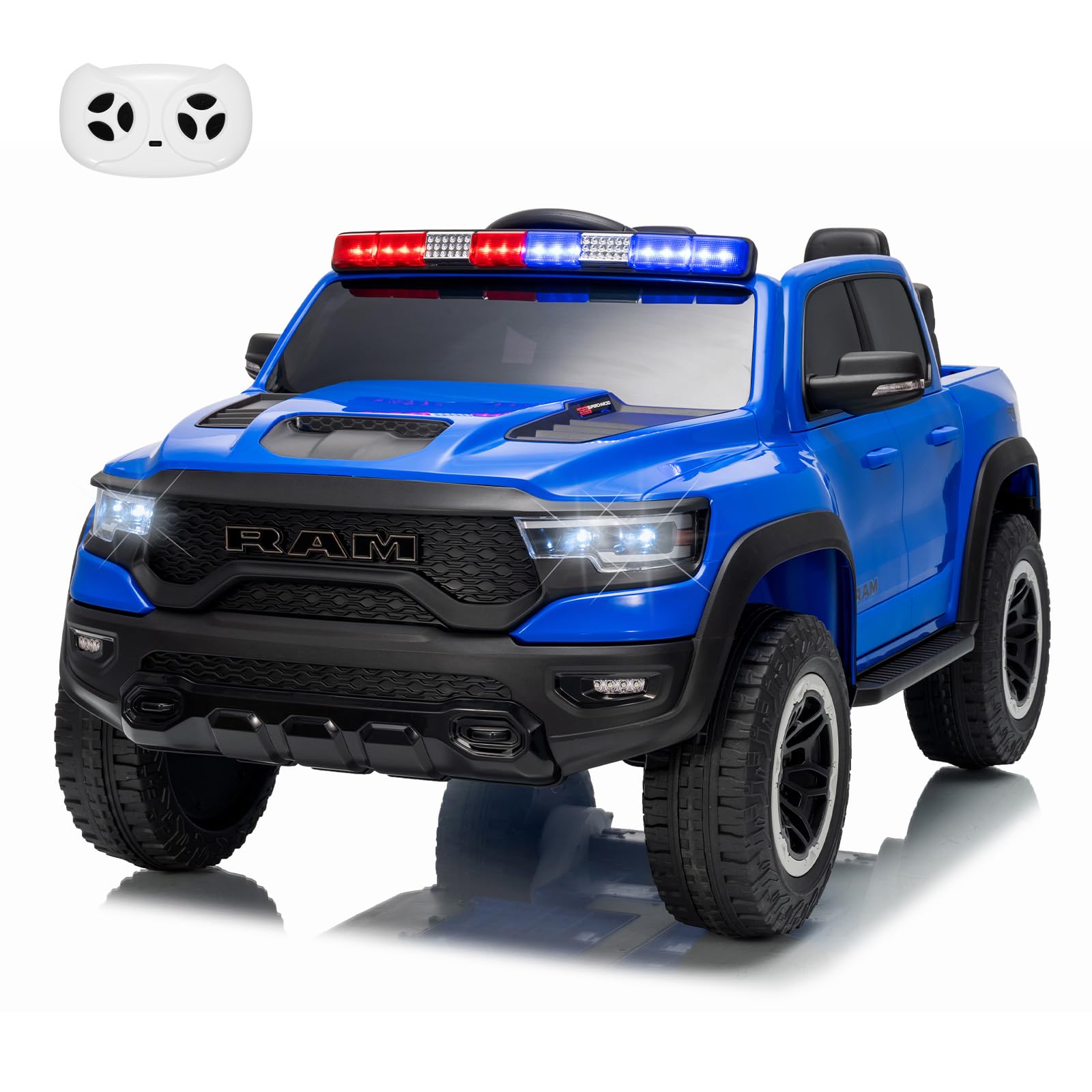 Garvee 12V Electric Ride On Truck for Kids Licensed RAM Pickup Truck Dual Motor Remote Control LED Lights Music Storage