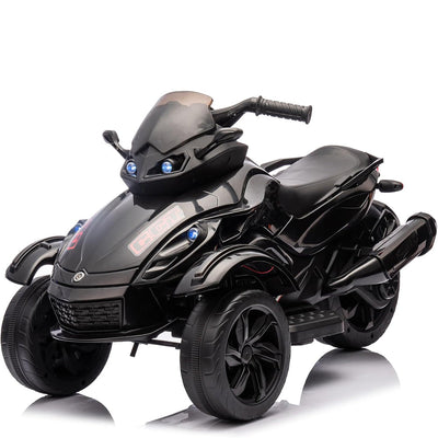Garvee 12V Dual Motor Kids Electric Ride-On Car & 3-Wheeler ATV – 4 MPH, Treaded Tires, LED Lights & Music, 66 lbs Capacity, Outdoor Battery Powered Vehicle for Boys & Girls Ages 3-8 – Black