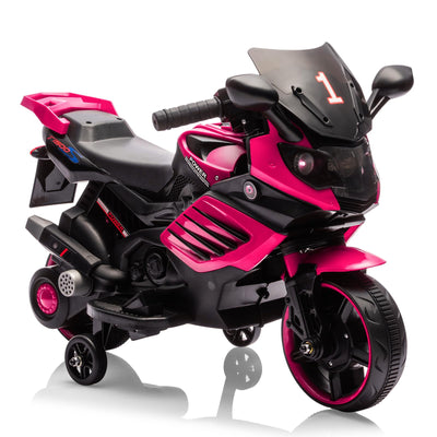 Garvee Kids 6V Ride On Motorcycle with Training Wheels for Toddlers, Rose Red, 30.31" L x 14.96" W x 19.69" H