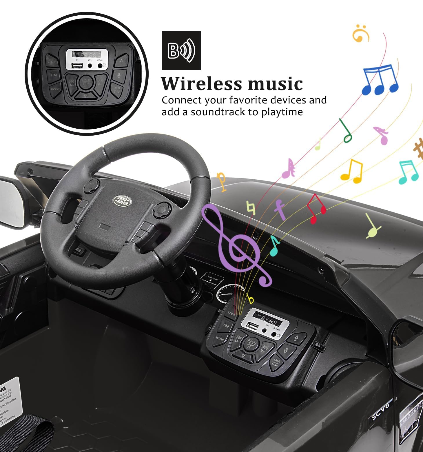Garvee Ride - P Series: 12V 4.5 MPH + Parent Remote Control, Music Player + LED Lights + Realistic Dashboard + USB Interface + Kids Ages 3-8