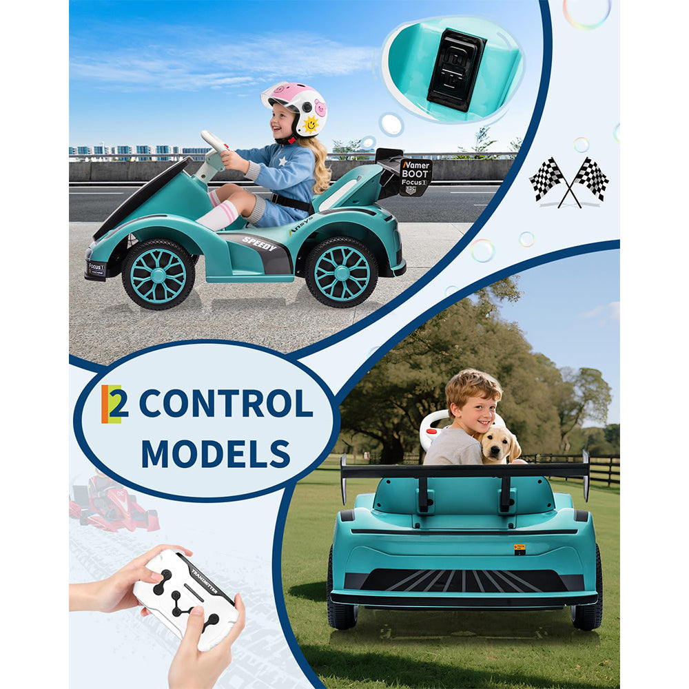 Garvee Kids Go Kart Ride On Drift Kart Dual Motors Battery Powered Outdoor Racing Toy Boys Girls 2 Mph LED Lights