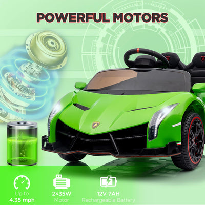 Garvee 12V Kids Ride On Car, Licensed Lamborghini Venono Electric Car w/Parent Remote Control, Scissor Door, 3 Speeds, LED Headlights, Rocking & Music, Battery Powered Ride on Toy for Boys Girls- Green