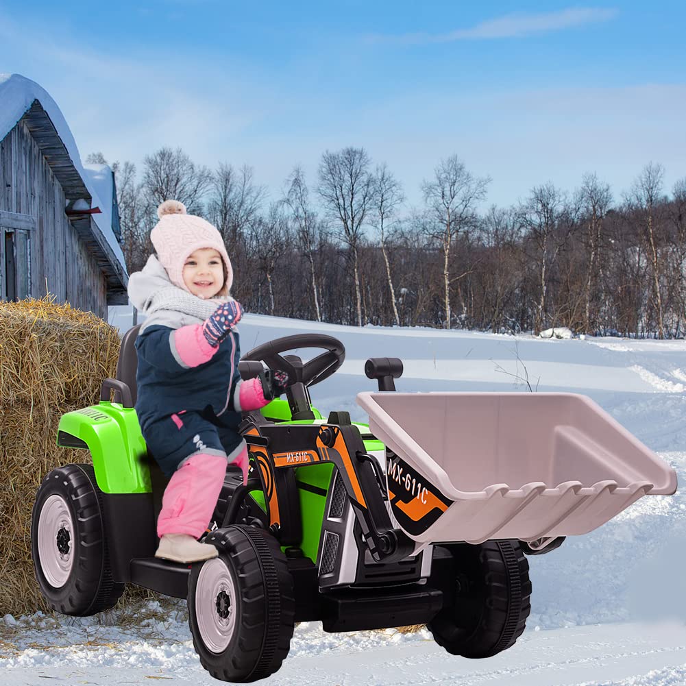 Garvee 12V Kids Ride on Excavator Car + Remote Control + 2+1 Gear Shift + EVA Tires + Music + Bluetooth + ASTM Certified + Indoor/Outdoor Play
