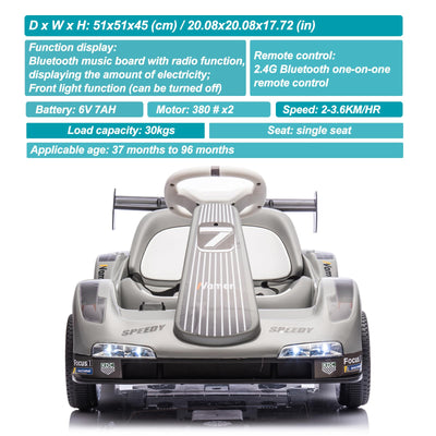 Garvee 6V Electric Racer Go Kart for Kids with 2.4G Remote Control & Pedal Operation, Safety Belt, Music, USB, Compact 20x20x18"