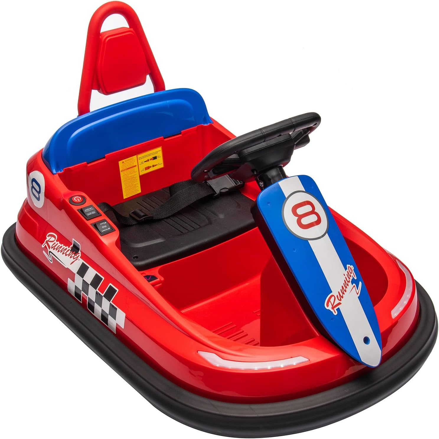 Garvee Ride - B Series: 6V Electric Ride On Toys for Kids 1.5-6 Years Old, Steering Wheel, 360 Degree Spin, 2-Speeds, Lights, Music & Horn, Safety Belts, Best for Birthday - Red