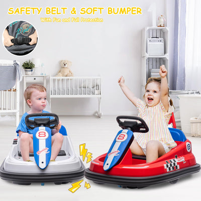 Garvee Ride - B Series: 6V Electric Ride On Toys for Kids 1.5-6 Years Old, Steering Wheel, 360 Degree Spin, 2-Speeds, Lights, Music & Horn, Safety Belts, Best for Birthday - White
