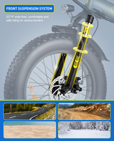 Garvee 20" Foldable Ebike 500W, 55 Miles Range, 20Mph, Shimano 7-Speed