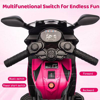 Garvee Kids 6V Ride On Motorcycle with Training Wheels for Toddlers, Rose Red, 30.31" L x 14.96" W x 19.69" H