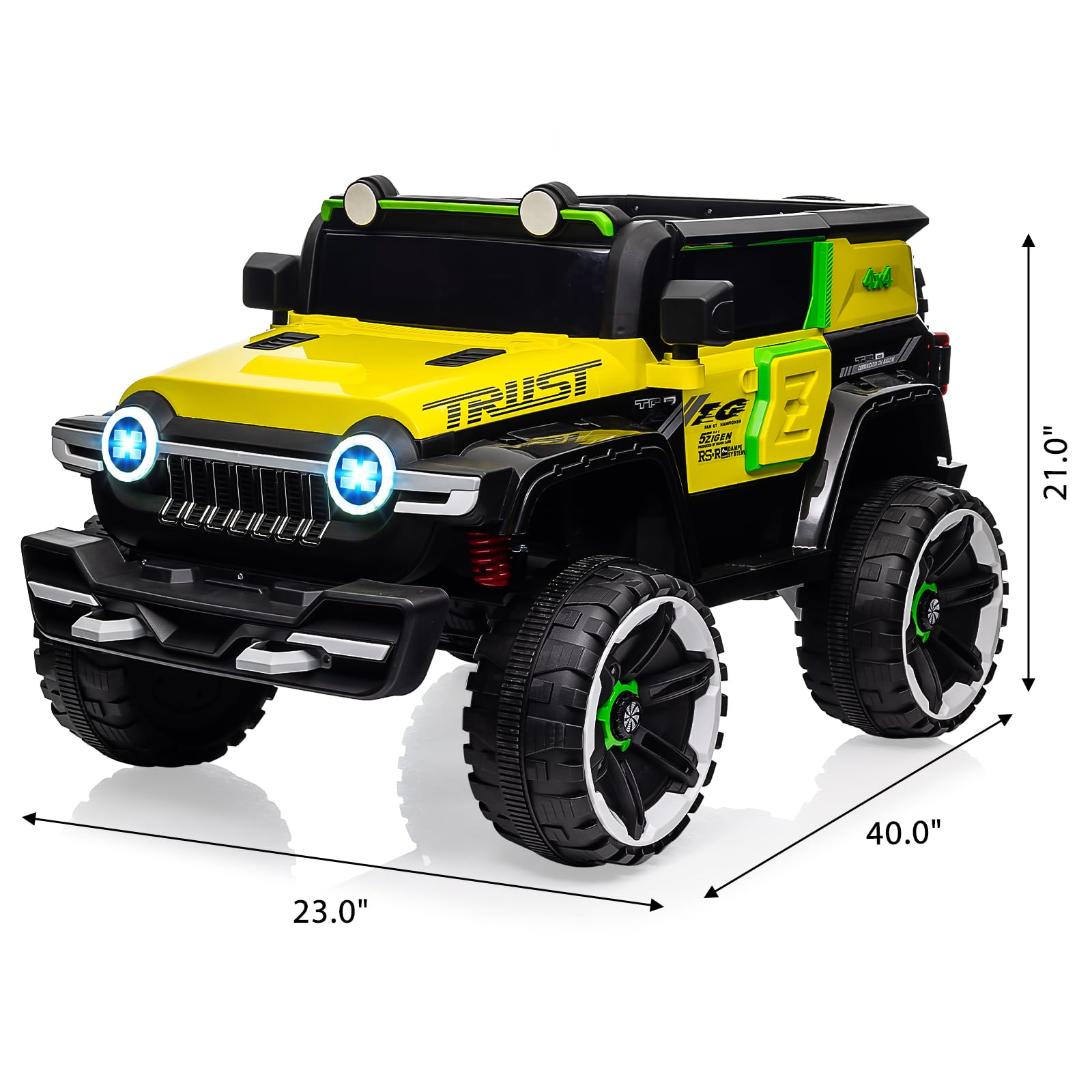 Garvee Ride - P Series: 12V 2-Seater Kids Ride On Car with Remote Control & Music - Yellow
