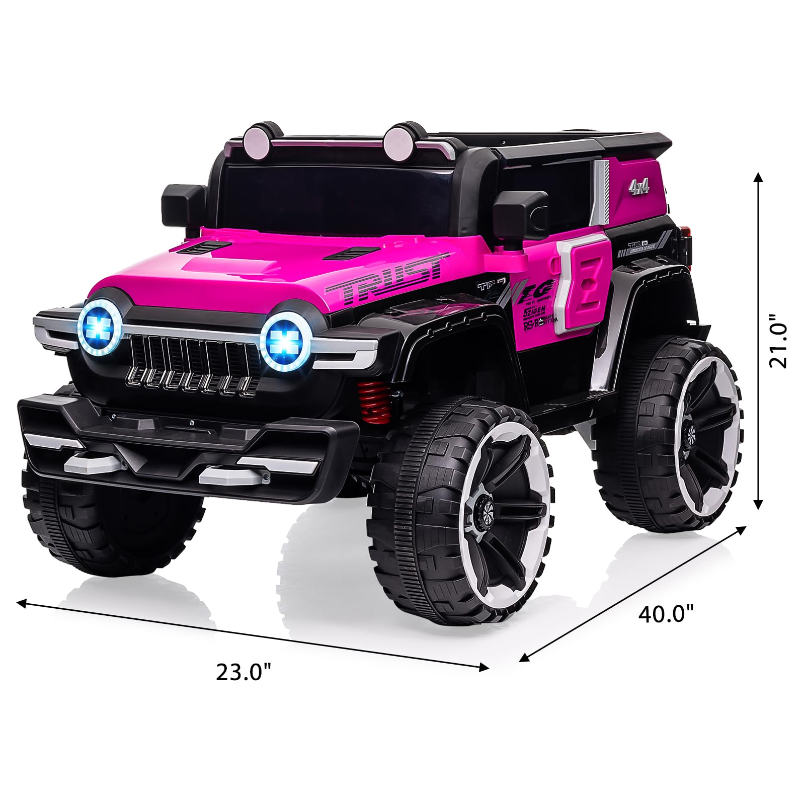 Garvee Ride - P Series: 12V 2-Seater Kids Ride On Car with Remote Control & Music - Pink
