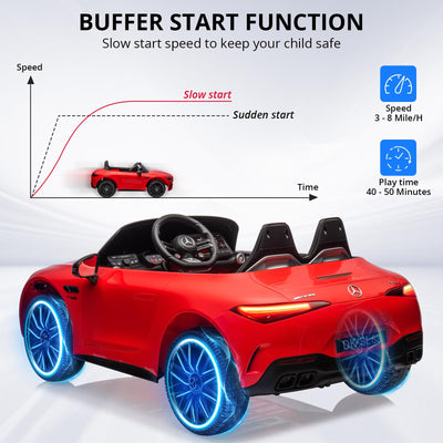 Garvee 12V Mercedes-Benz SL63 Ride-On Car: Remote Control, 2x35W Motors, 3-8 MPH, LED Lights, MP3, USB, Bluetooth, for Ages 3-7 - Red