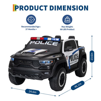 Garvee 12V Electric Ride On Truck for Kids Licensed RAM Pickup Truck Dual Motor Remote Control LED Lights Music Storage