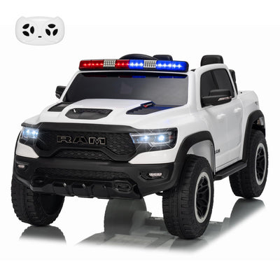 Garvee 12V Ride On Car for Kids Licensed RAM Remote Control Toddler Truck Electric Pickup Truck with Parental Control Truck Bed Storage LED Lights Music