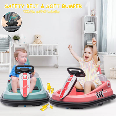 Garvee Ride - B Series: 6V Electric Ride On Toys for Kids 1.5-6 Years Old, Steering Wheel, 360 Degree Spin, 2-Speeds, Lights, Music & Horn, Safety Belts, Best for Birthday - Pink