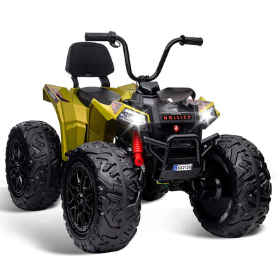 Garvee Kids ATV Car, Garvee 24V Ride on Toy 4WD Quad Electric Vehicle, 4x80W Powerful Engine, w/7AHx2 Large Battery, Accelerator Handle, Full Metal Suspensions, EVA Tires, LED Light, Bluetooth & Music, Green
