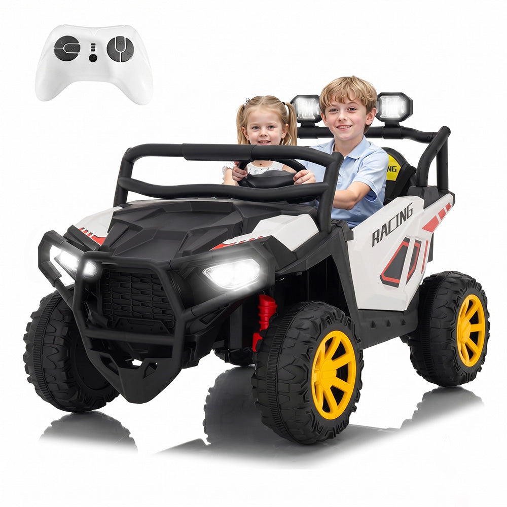 Garvee 24V 2-Seater Electric UTV Ride-On Truck for Kids Ages 2-8 – Battery Powered, Remote Control, 4-Wheel Suspension, Gradual Power-Up, 3 Speeds, LED Lights, Wireless – White
