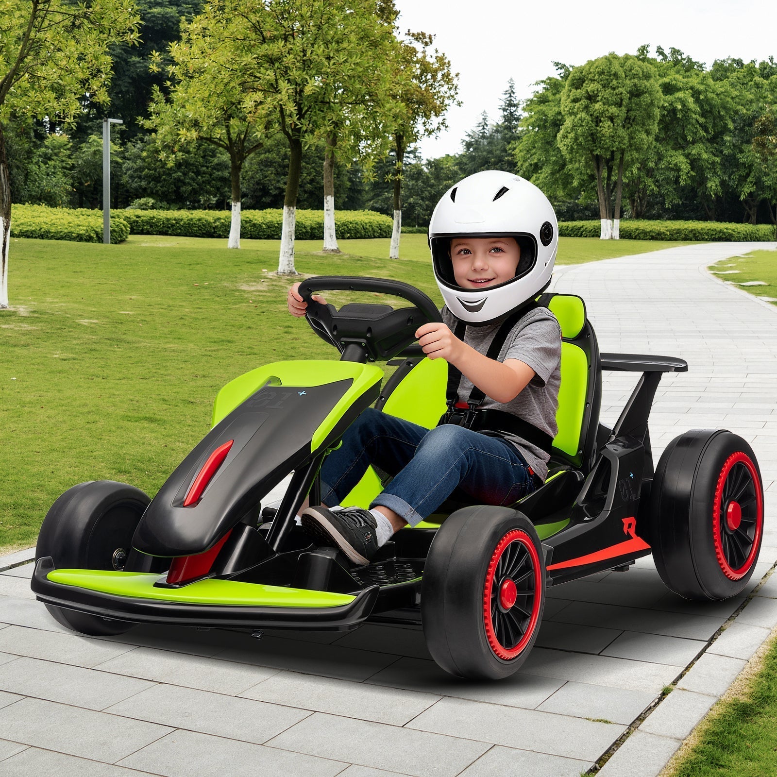 Garvee Ride - G Series: 6+,24V Drift Kart with 2X200W Strong Motor, 7AH Big Battery, Electric Pedals, Electric Go Kart Outdoor Race Toy - Green