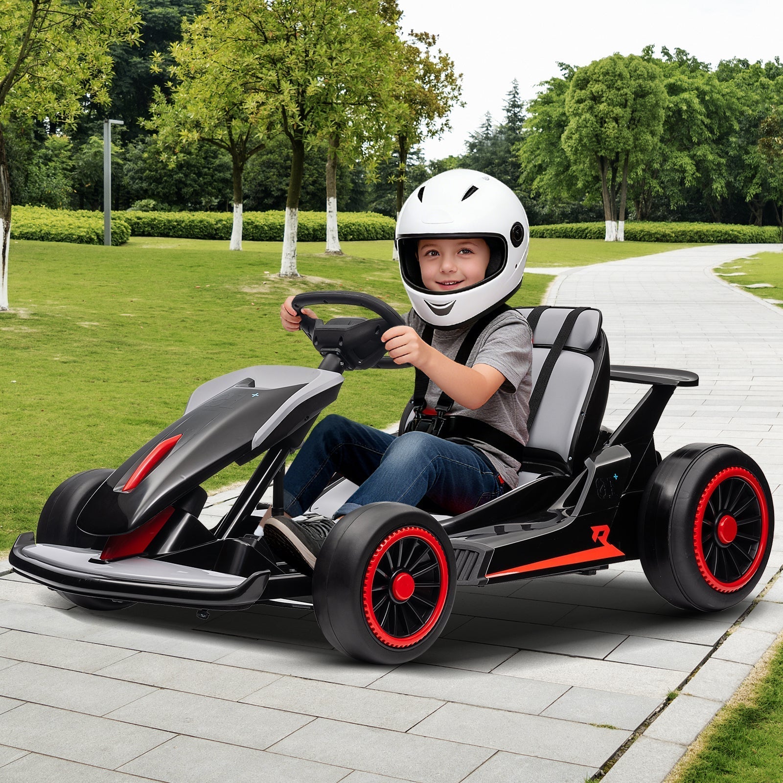Garvee Ride - G Series: 6+,24V Drift Kart with 2X200W Strong Motor, 7AH Big Battery, Electric Pedals, Electric Go Kart Outdoor Race Toy - Black