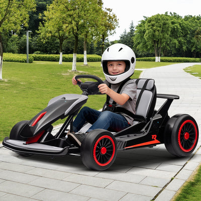 Garvee Ride - G Series: 6+,24V Drift Kart with 2X200W Strong Motor, 7AH Big Battery, Electric Pedals, Electric Go Kart Outdoor Race Toy - Black