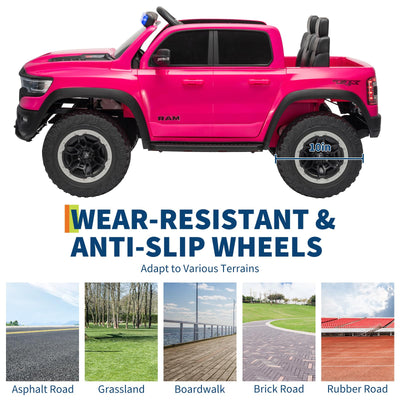 Garvee 12V Electric Ride On Truck for Kids Licensed RAM Pickup Truck Dual Motor Remote Control LED Lights Music Storage