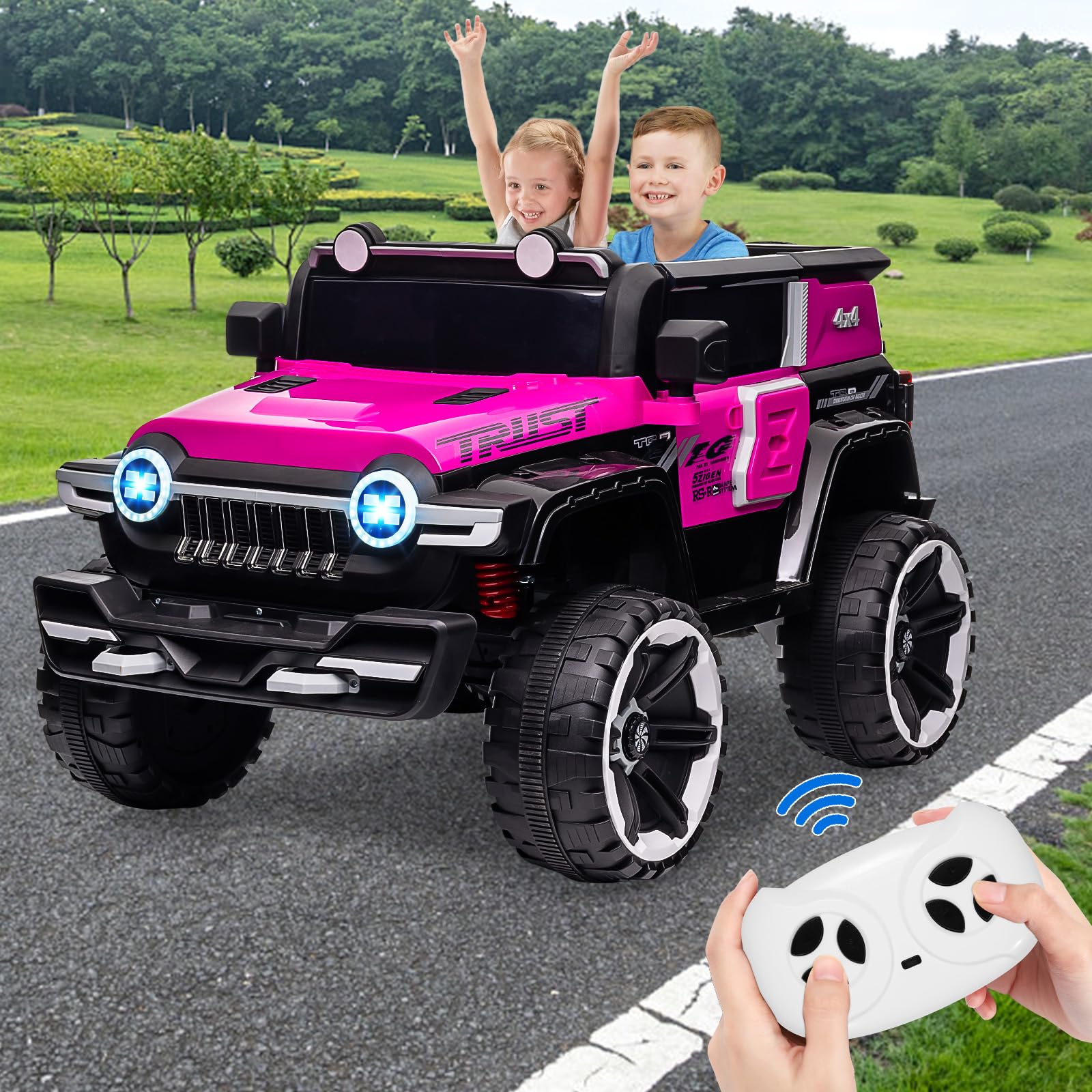 Garvee Ride - P Series: 12V 2-Seater Kids Ride On Car with Remote Control & Music - Pink