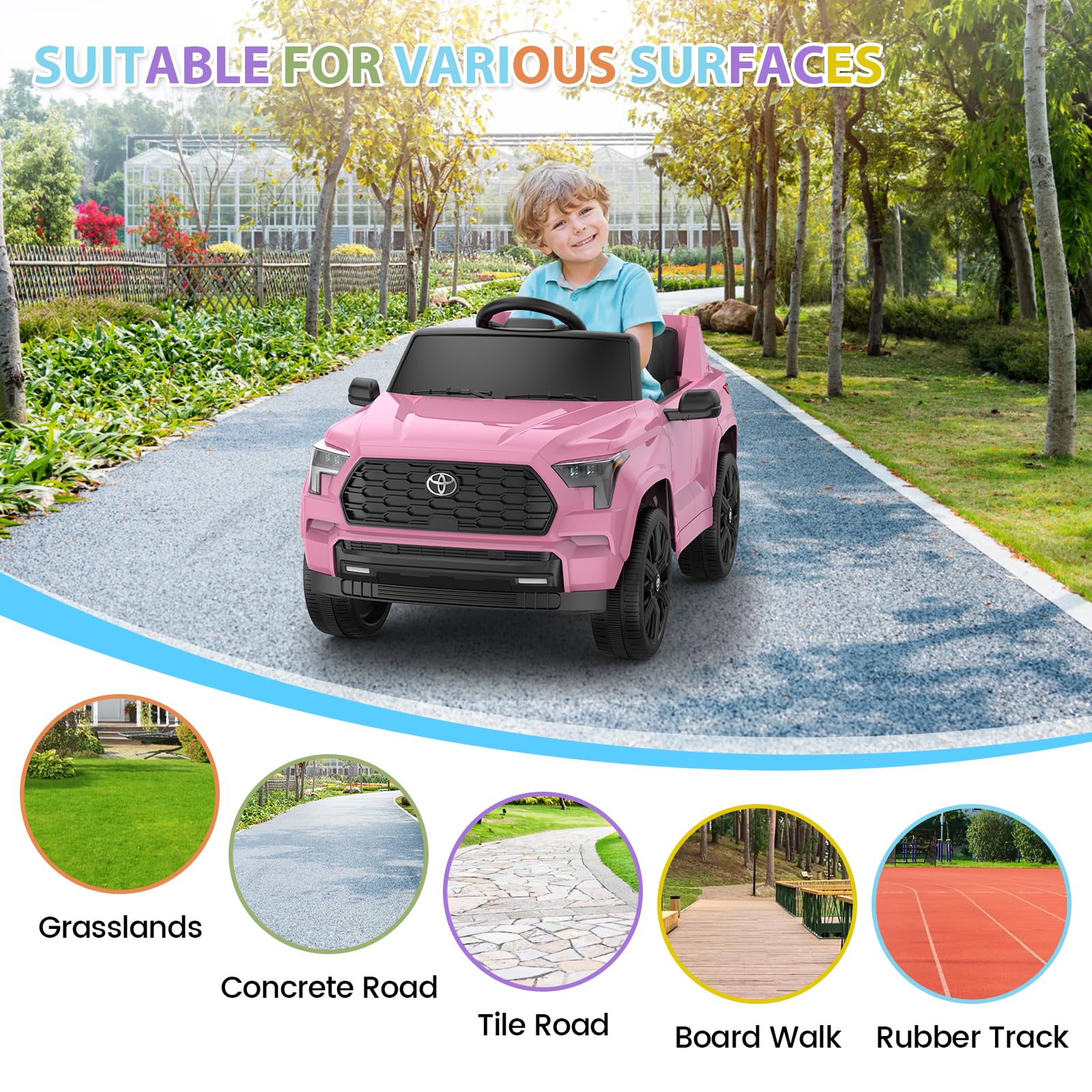 Garvee 12V Licensed Toyota Ride-On Truck: Remote Control, Spring Suspension, LED Lights, Bluetooth, 3 Speeds