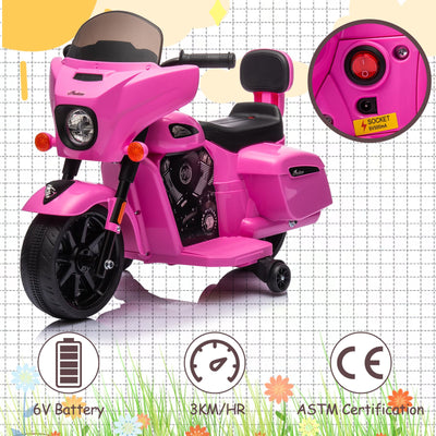 Garvee Ride - B Series: 6V Ride-On Motorcycle for Kids, Electric Dirt Bike with USB, Music, Headlight - Pink