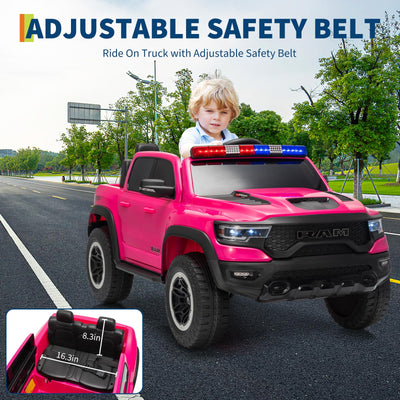 Garvee 12V Electric Ride On Truck for Kids Licensed RAM Pickup Truck Dual Motor Remote Control LED Lights Music Storage