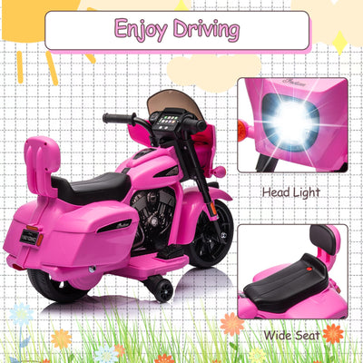 Garvee Ride - B Series: 6V Ride-On Motorcycle for Kids, Electric Dirt Bike with USB, Music, Headlight - Pink