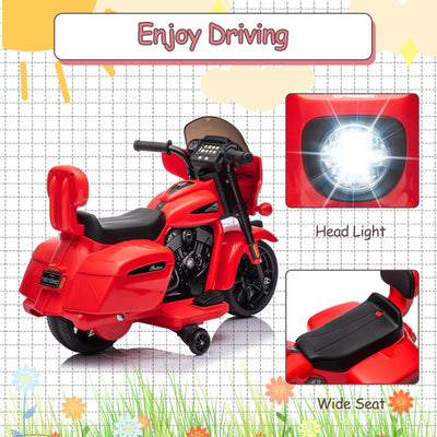 Garvee Ride - B Series: 6V Ride-On Motorcycle for Kids, Electric Dirt Bike with USB, Music, Headlight - Red