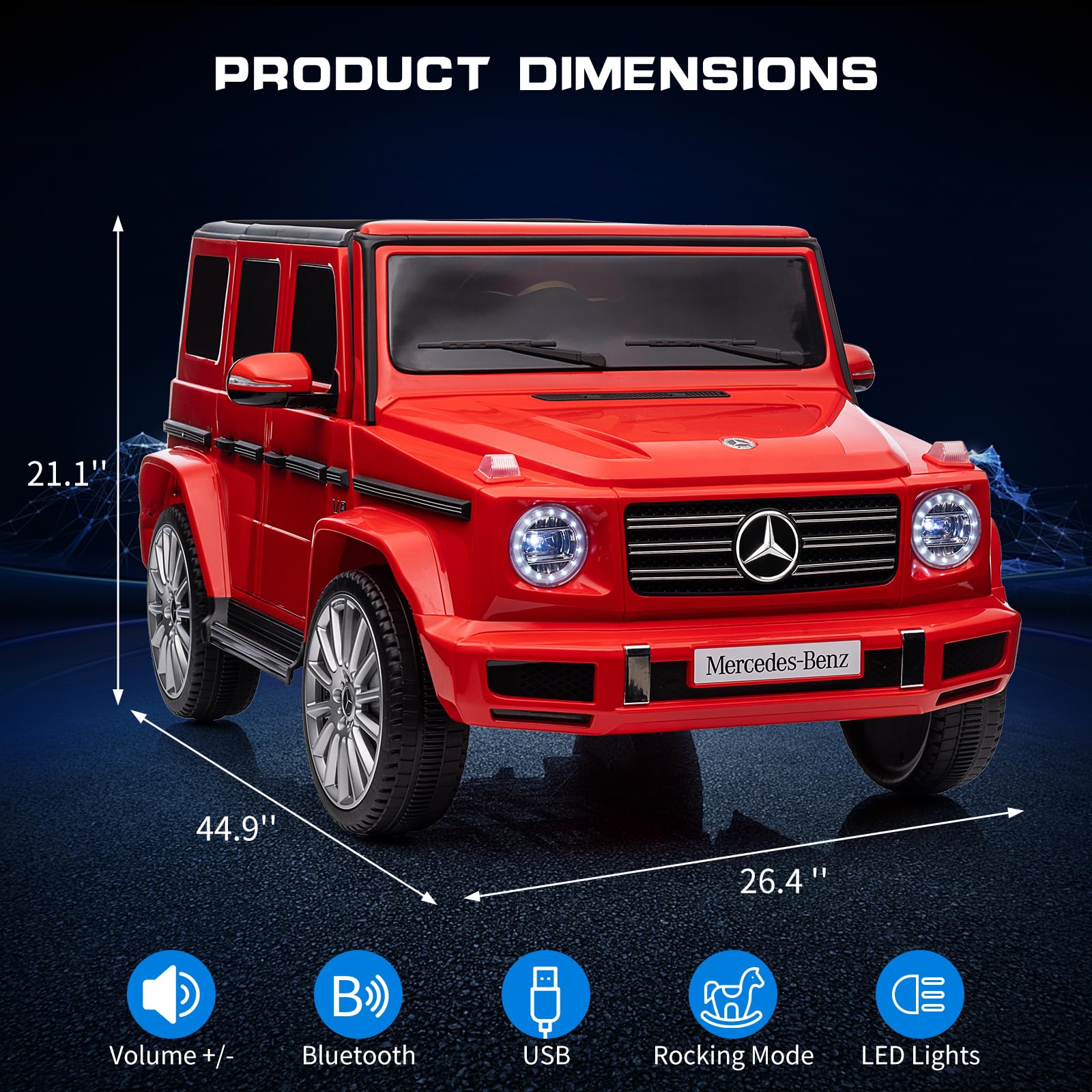 Garvee 12V Kids Ride On Car, Licensed Mercedes-Benz G500 Electric Vehicles w/Parent Remote Control, 4xSpring Suspension, 3 Speeds, Rocking, LED Lights, Battery Powered Ride on Toy for Boys Girls, Red