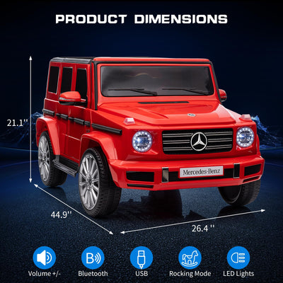 Garvee 12V Kids Ride On Car, Licensed Mercedes-Benz G500 Electric Vehicles w/Parent Remote Control, 4xSpring Suspension, 3 Speeds, Rocking, LED Lights, Battery Powered Ride on Toy for Boys Girls, Red