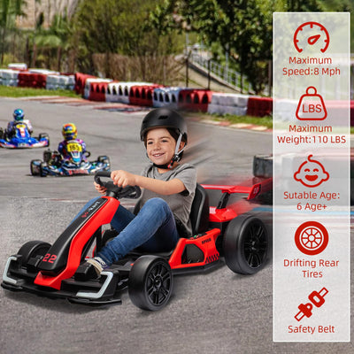 Garvee Ride - G Series: 24V Electric Go Kart, with 300W Strong Motor, Drift/Sport Mode, Big Battery, Eva Tire,Length Adjustment for Outdoor Racing Toy-Red