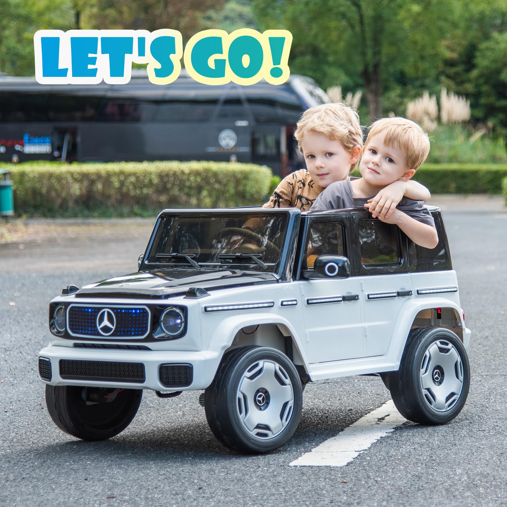 Garvee 12V Licensed Mercedes-Benz EQG Kids Ride On, LED, Music - White